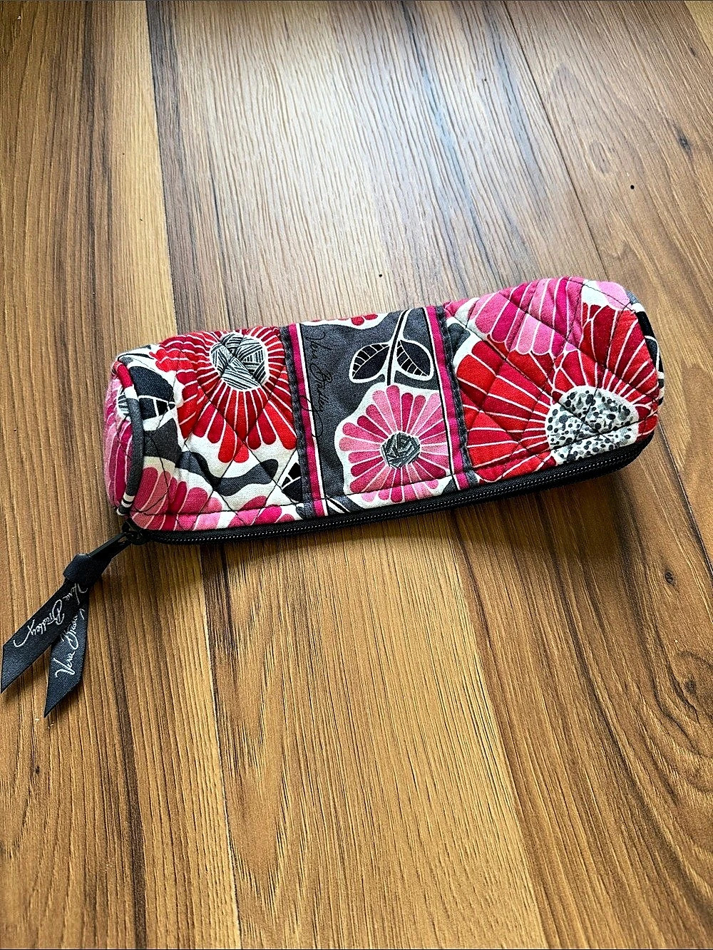 Vera Bradley Barrel Cosmetic Bag in Cherry Blossoms Red & Black